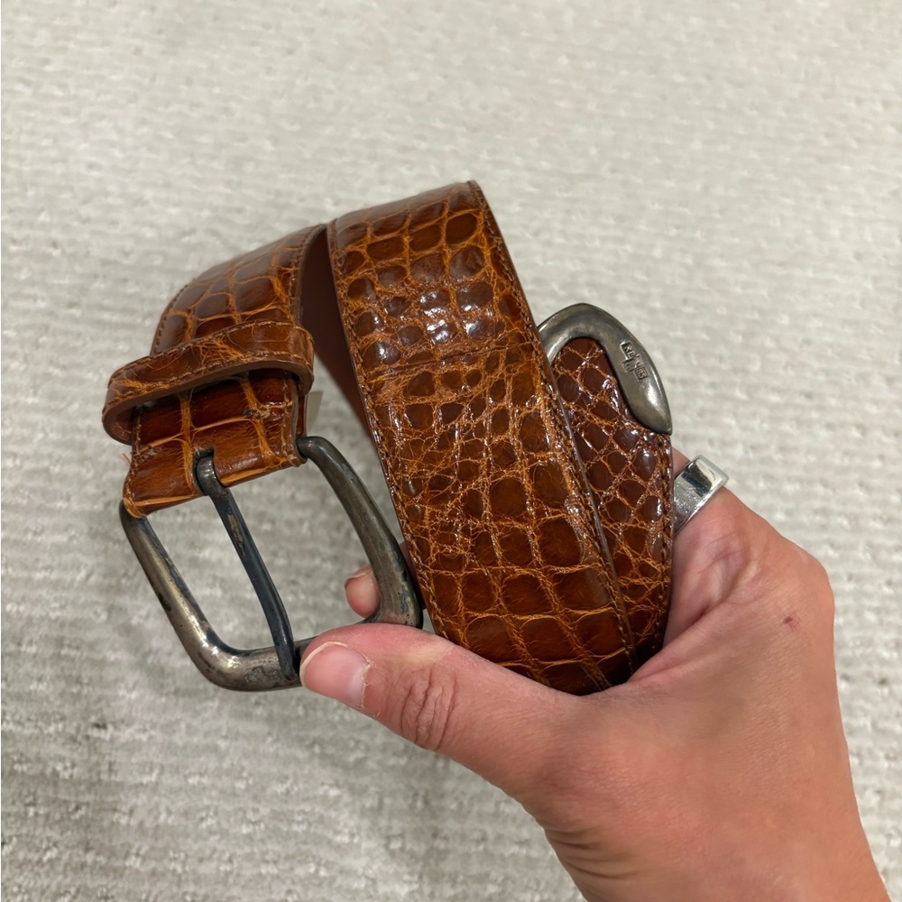 NWT Polo Ralph Lauren Alligator Brown Leather Belt